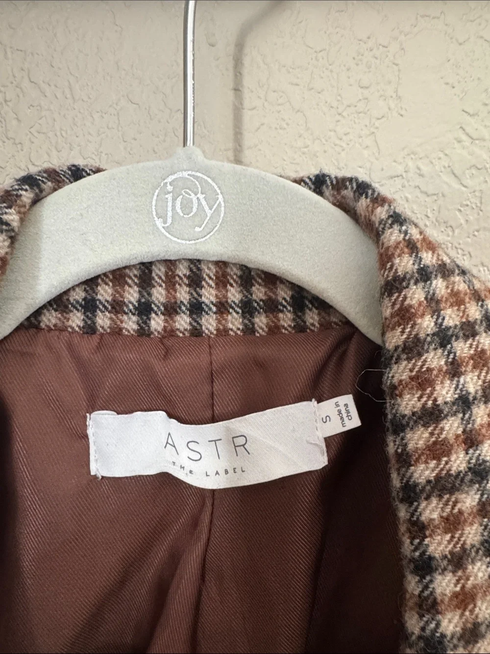 Astr Brown Houndstooth Double-Breasted Blazer